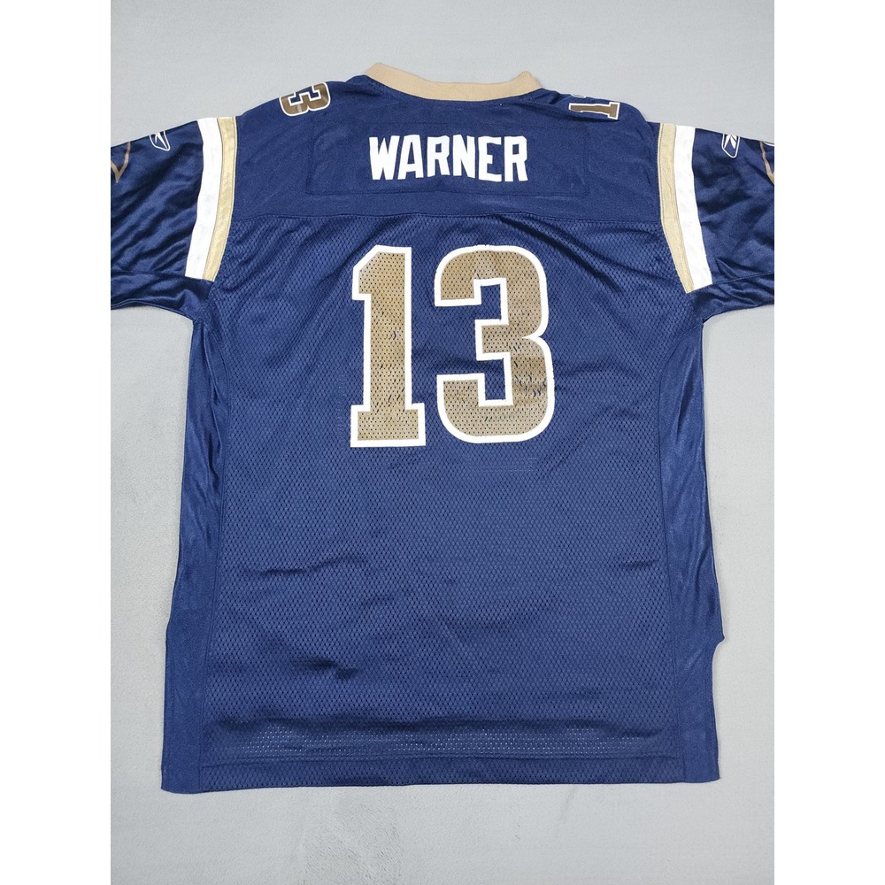 Vintage Reebok St Louis Rams Kurt Warner 13 Jersey Youth XL 18-20 NFL Y2K Navy - Picture 2 of 12